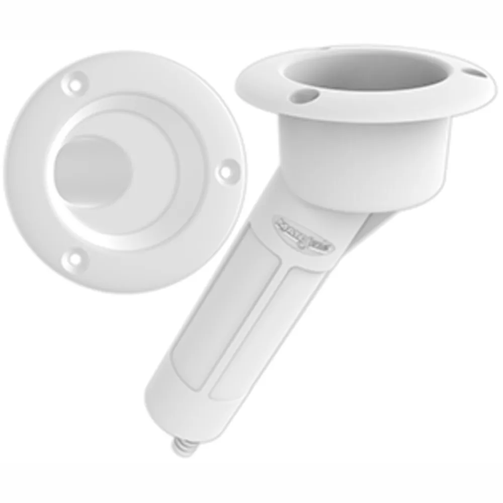 Mate Series P1030DW — Mate Series Plastic 30° Rod & Cup Holder - Drain - Round Top - White