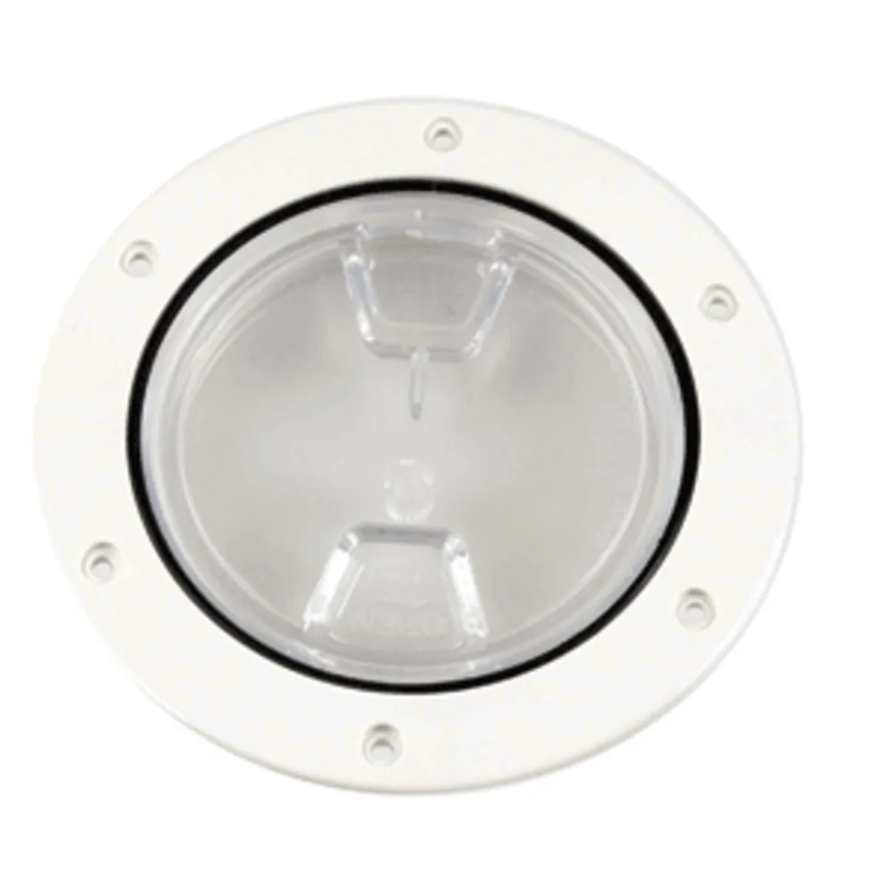 Beckson Marine DP40-W-C — Beckson 4" Clear Center Screw-Out Deck Plate - White