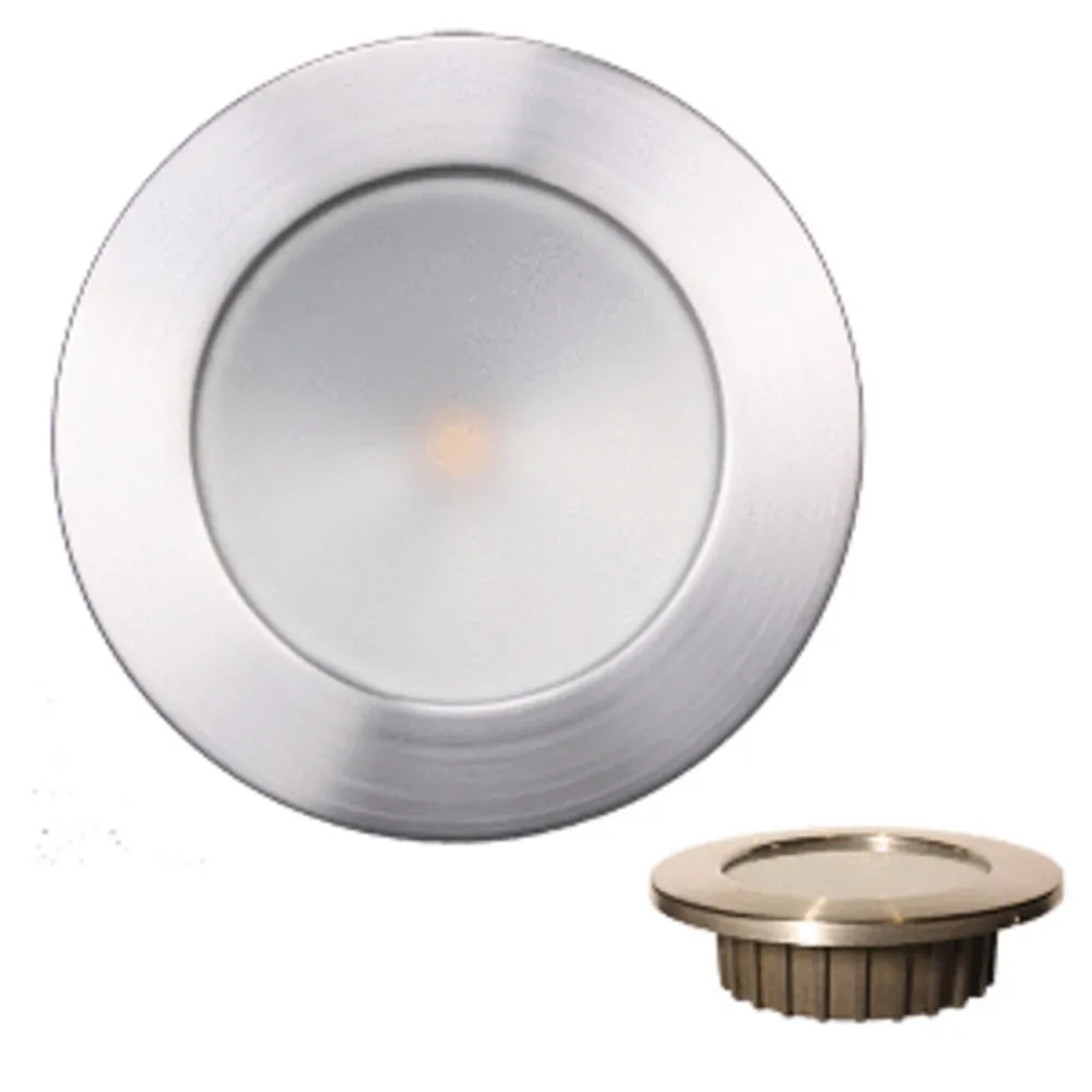 Lunasea Lighting LLB-46WR-0A-BN — Lunasea “ZERO EMI” Recessed 3.5” LED Light - Warm White, Red w/Brushed Stainless Steel Bezel - 12VDC