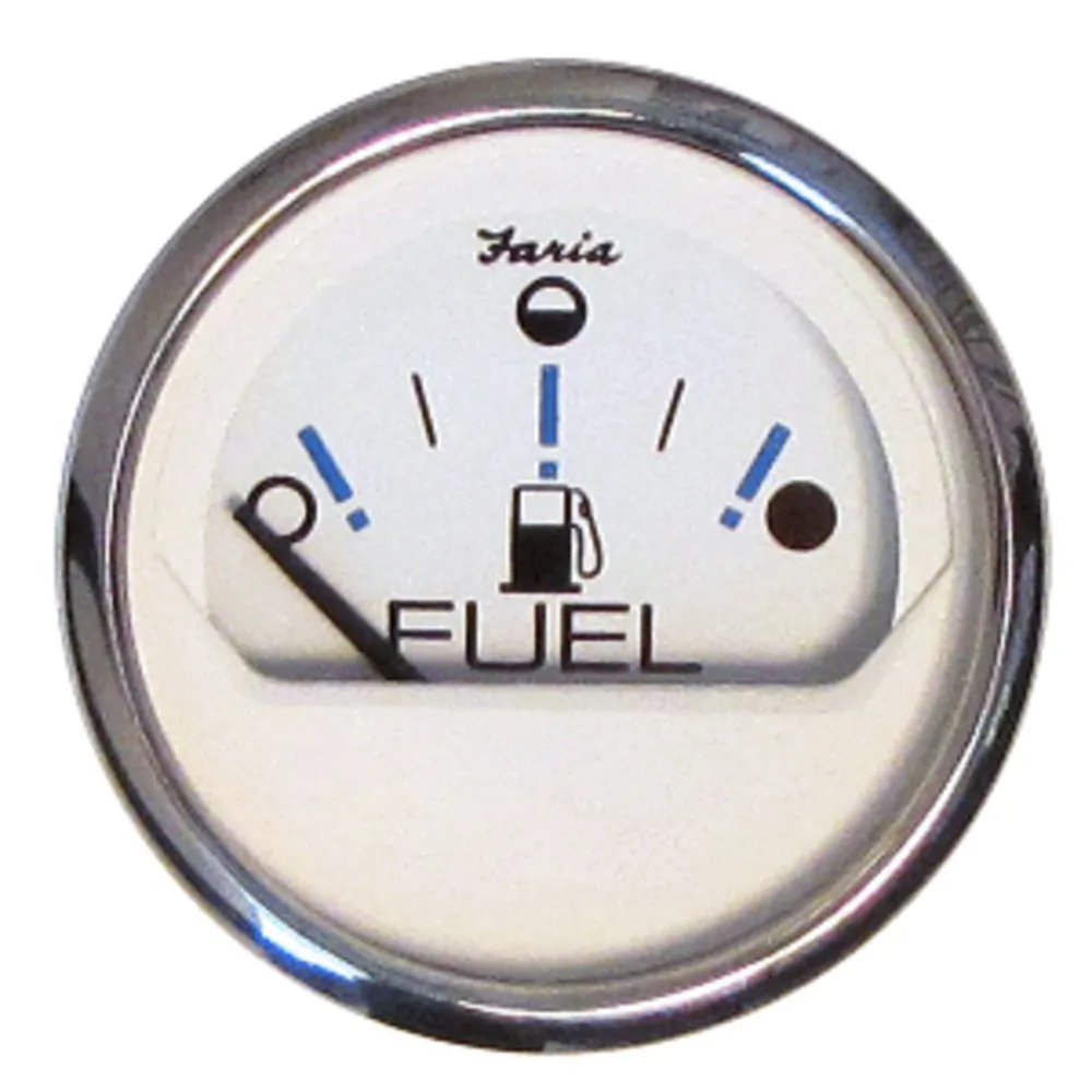 Faria Beede Instruments 13818 — Faria Chesapeake White SS 2" Fuel Level Gauge - Metric (E-1/2-F)