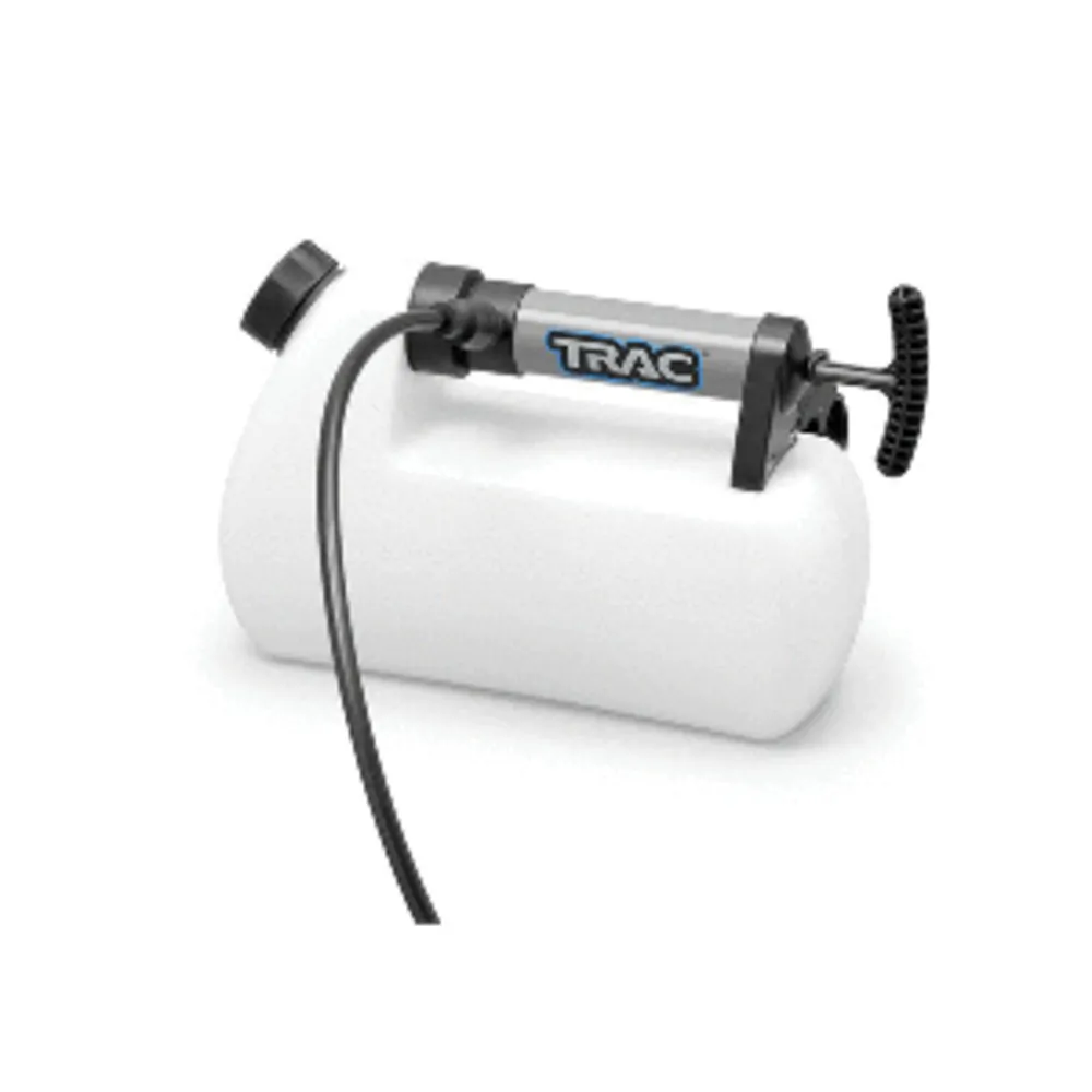 Camco 69361 — <p><strong>Fluid Extractor - 3 Liter</strong></p><p>Change your oil through the dipstick tube and pump most any other fluid! For all types of motors, watercraft and vehicles. Use a TRAC fluid extractor for oil changes and the removal of fuel, coolant and transmission fluid. Use it to pump out bilge water and trapped fluids. Perfect for any situation where draining is difficult. Self-priming pumps create a powerful vacuum to remove almost any non-corrosive liquid. It's an easier, cleaner way to drain engines with hard-to-reach drain plugs.</p><p><strong>Features:</strong></p><ul><li>Tank-style pumps with two different sized extraction tubes.</li><li>Clamp holds tubes for tidy storage. No parts floating around to get lost.</li><li>Self-Priming</li><li>Ideal for nearly all forms of fluid extraction (not for corrosive fluids, such as acids)</li><li>Includes cap,