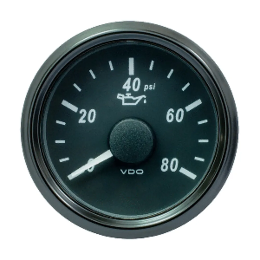 VDO A2C3833230030 — VDO SingleViu 52mm (2-1/16") Oil Pressure Gauge - 80 PSI - 240-33 Ohm