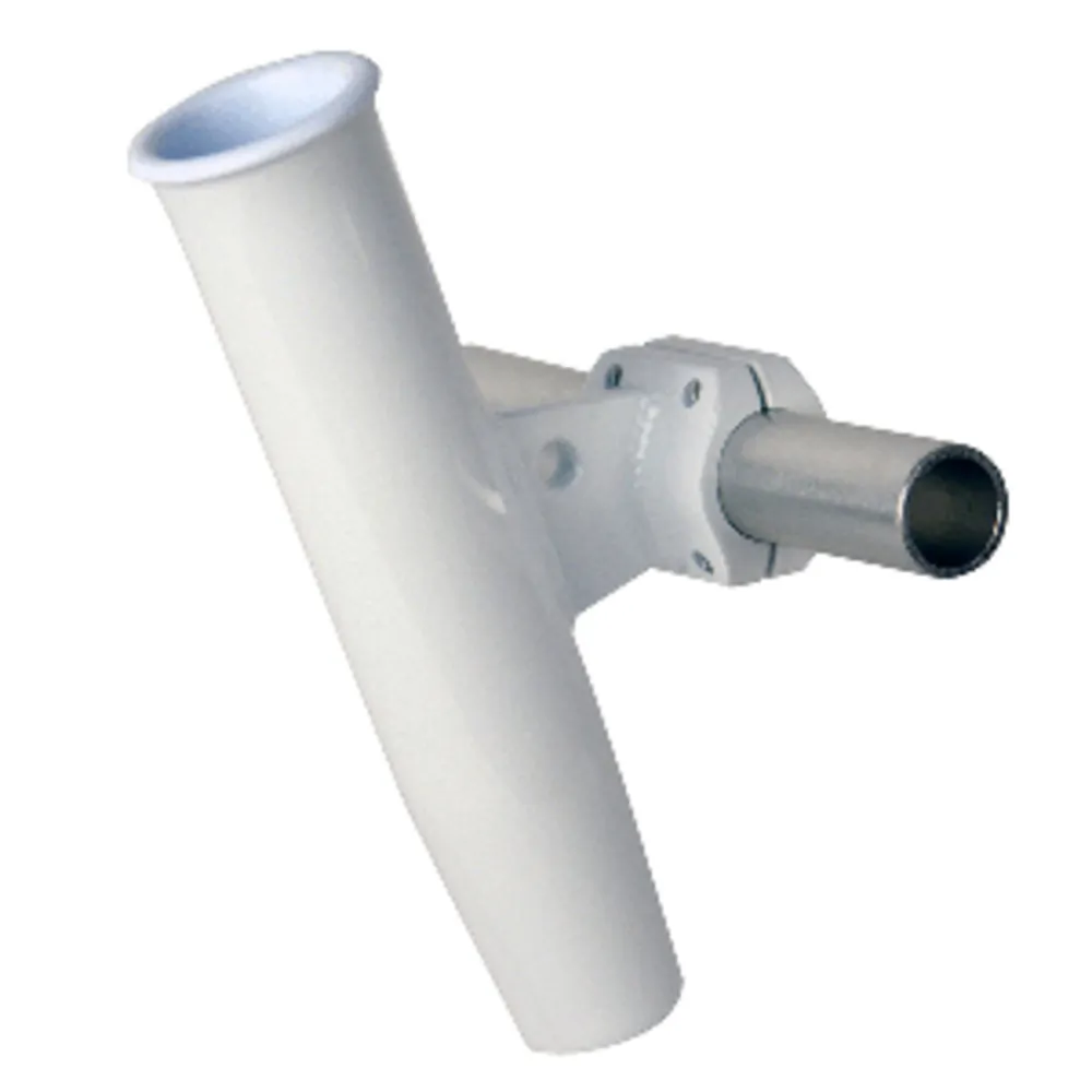 C.E. Smith 53711 — C. E. Smith Aluminum Horizontal Clamp-On Rod Holder 1-5/16" OD White - Powdercoat w/Sleeve