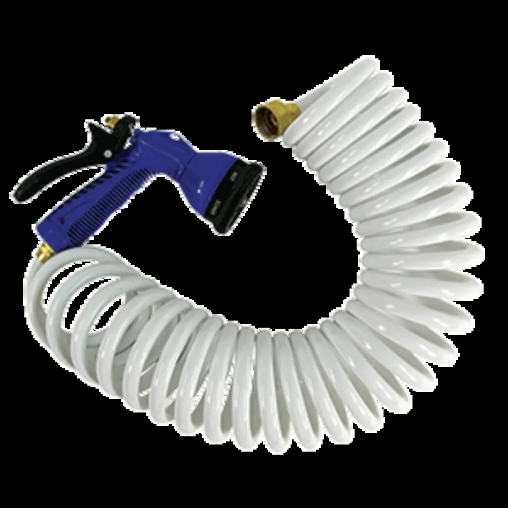 Whitecap P-0442 — Whitecap 50' White Coiled Hose w/Adjustable Nozzle