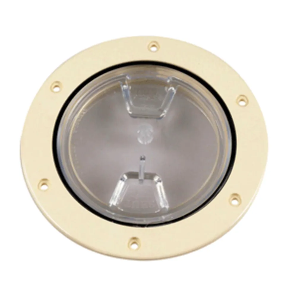 Beckson Marine DP40-N-C — Beckson 4" Clear Center Screw-Out Deck Plate - Beige
