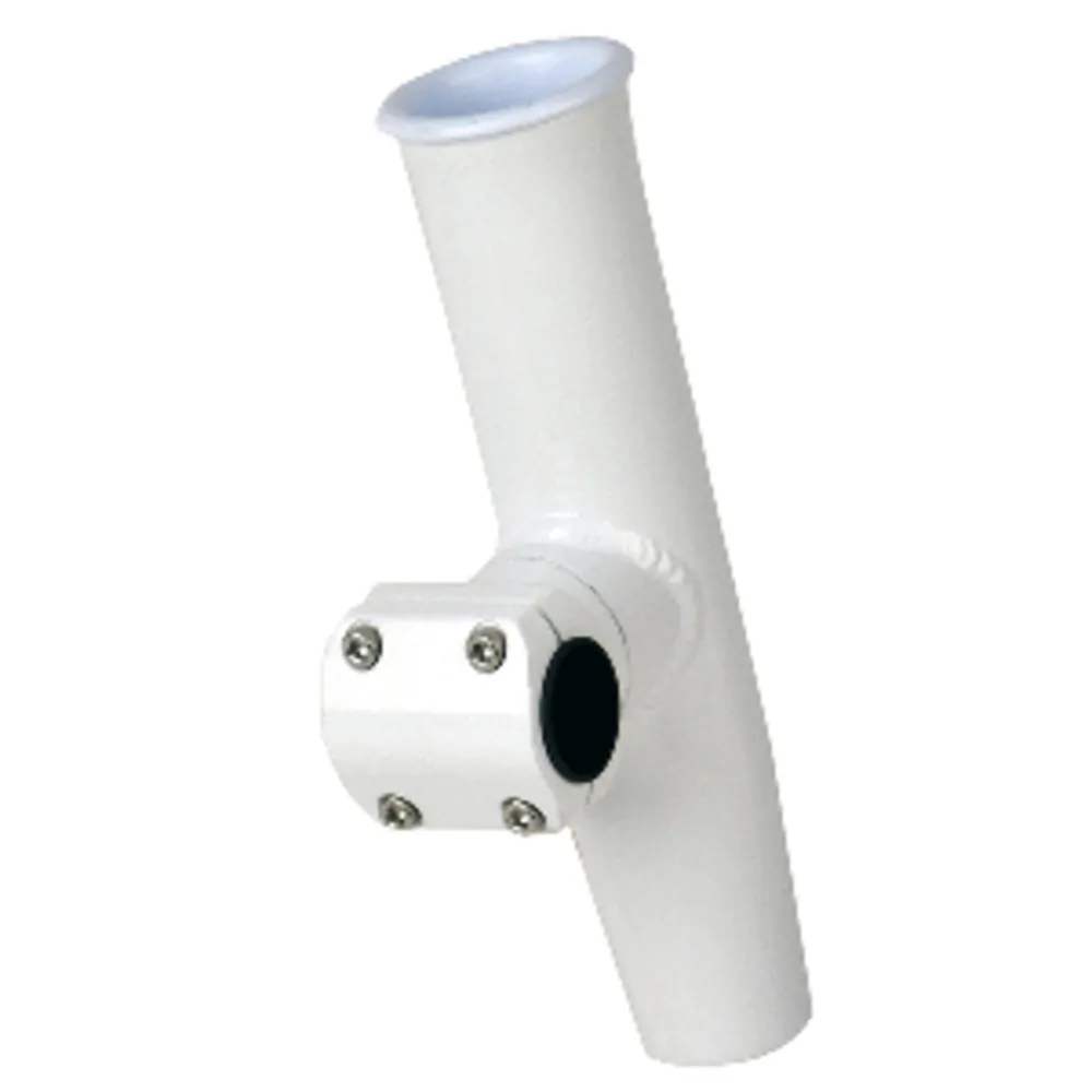 C.E. Smith 53773 — C.E. Smith Adjustable Mid Mount Rod Holder - 7/8" or 1" OD - White Powder Coat Aluminum w/Sleeve & Hex Key