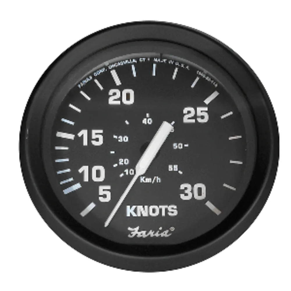 Faria Beede Instruments 32809 — Faria Euro Black 4" Speedometer - 30 Knot (Pitot)