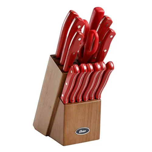 OSTER 81011.14 — Oster Evansville 14 Piece Stainless Steel Cutlery Set with Red Handles