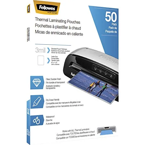 FELLOWES 5744301 — QUALITY LAMINATING POUCHES PROVIDE CLARITY AND DURABILITY. PRESERVE AND PROTECT