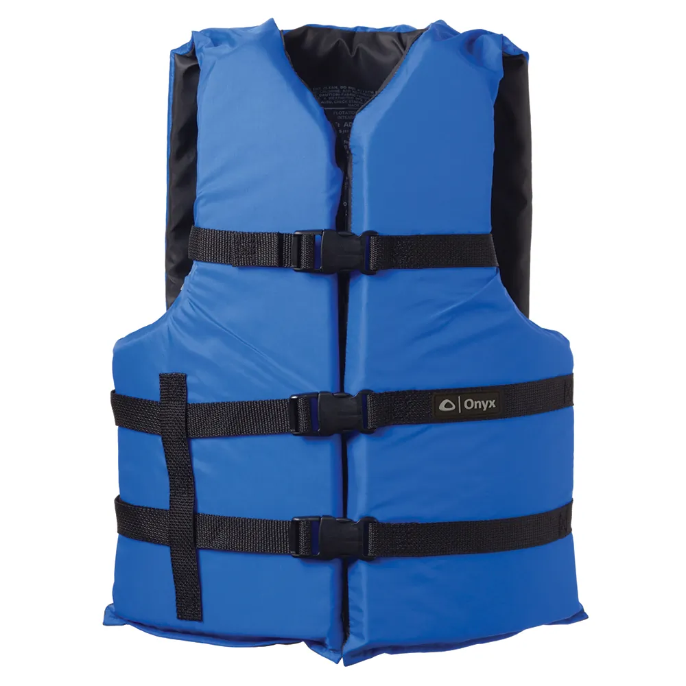 Onyx Outdoor 103000-500-004-12 — Onyx Nylon General Purpose Life Jacket - Adult Universal - Blue