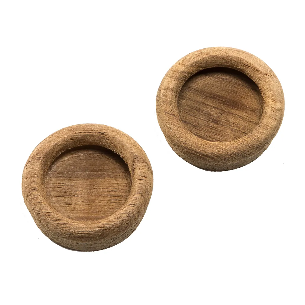 Whitecap 60127-A - Teak Round Recess Mount Drawer Pull - 2 Pack - 1-38