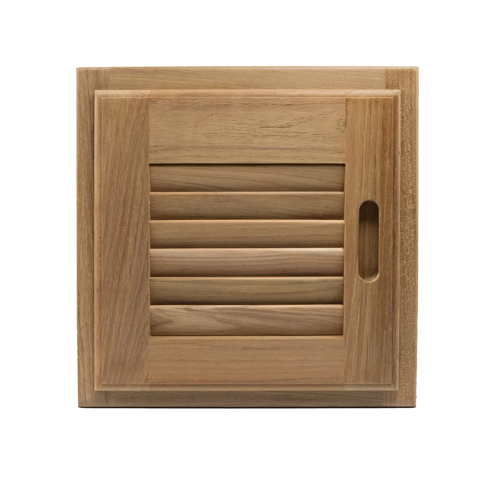 Whitecap 60720 — Right Hand Louvered Teak Door & Frame - 12" x 12"