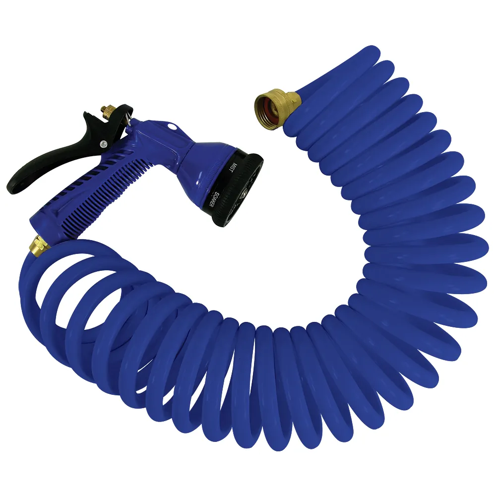 Whitecap P-0440B — 15' Coiled Hose with Adjustable Nozzle - Blue