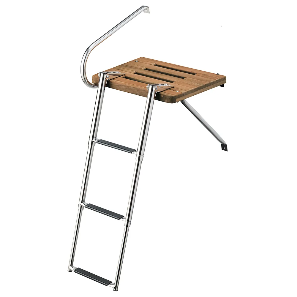 Whitecap 68902 - Teak Swim Platform with Ladder for Outboard Motor Boats