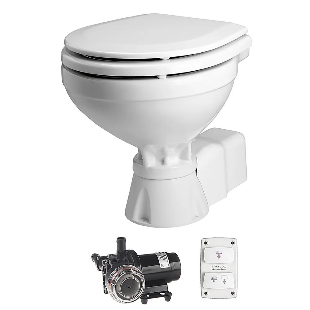 Johnson Pump 80-47231-01 — AquaT 12V Compact Marine Toilet with Diaphragm Pump