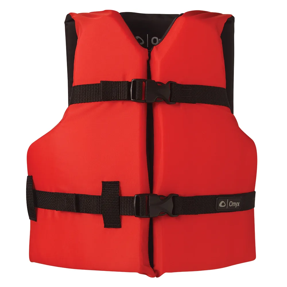 Onyx Outdoor 103000-100-002-12 — Red Youth Life Jacket for Kids 50-90 lbs