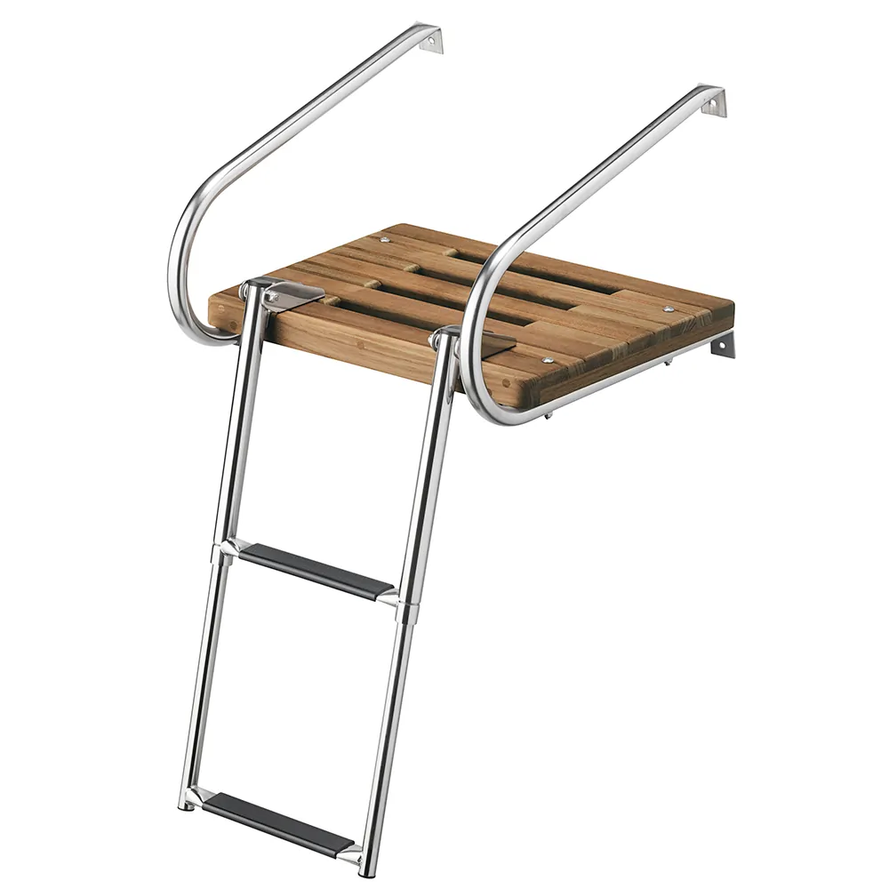 Whitecap 68904 - Teak Swim Platform with Ladder for InboardOutboard Boats