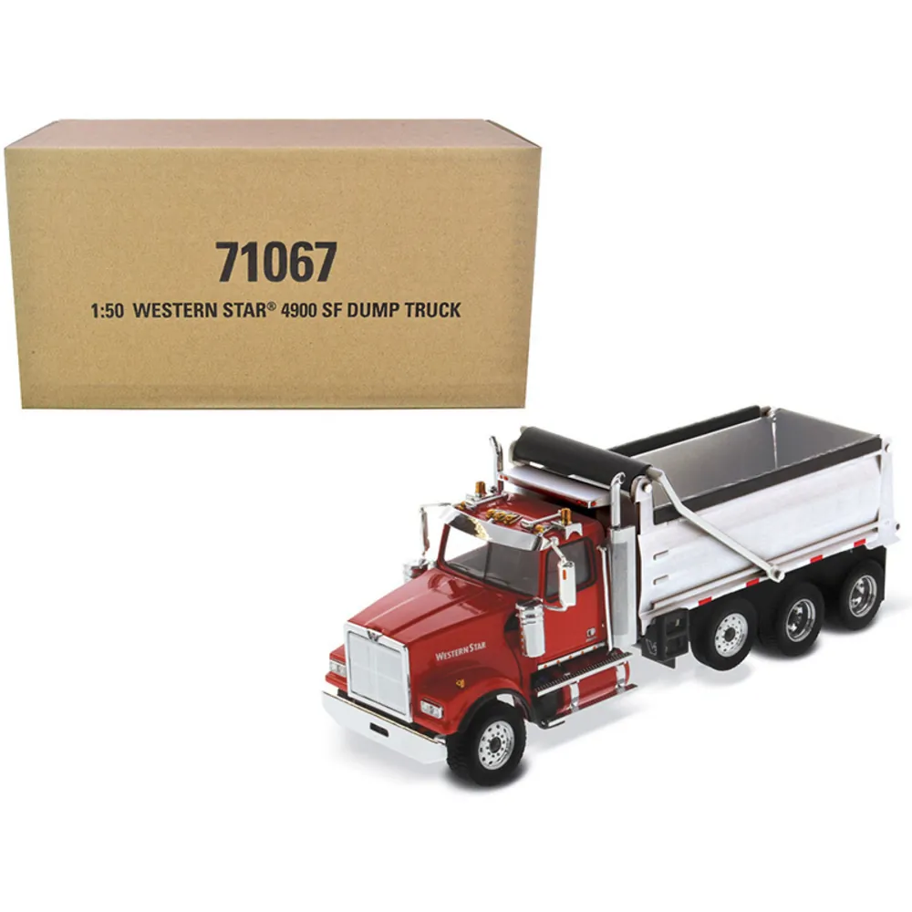 Diecast Masters 71067 — Western Star 4900 SF Dump Truck Diecast Model - Red/Silver