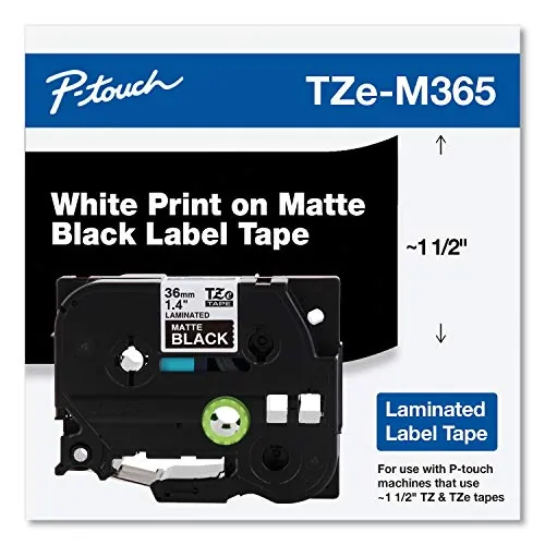 Brother TZEM365 — P-TOUCH TZE-M365 WHITE PRINT ON MATTE BLACK LABEL TAPE 36MM WIDE X 8M LONG FOR U