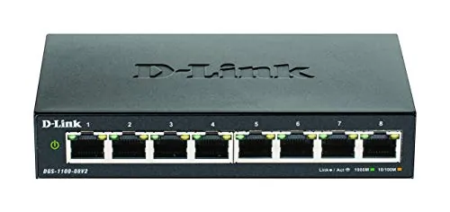 D-Link DGS-1100-08V2 — D-LINK DGS-1100-08V2 IS A SMART MANAGED SWITCH WITH 8 X 1 GB PORTS. DESIGNED TO