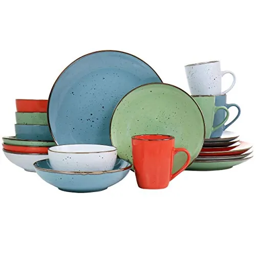 ELAMA ELM-EVELYN — Elama Evelyn 20 Piece Mix and Match Round Stoneware Dinnerware Set in Assorted Colors