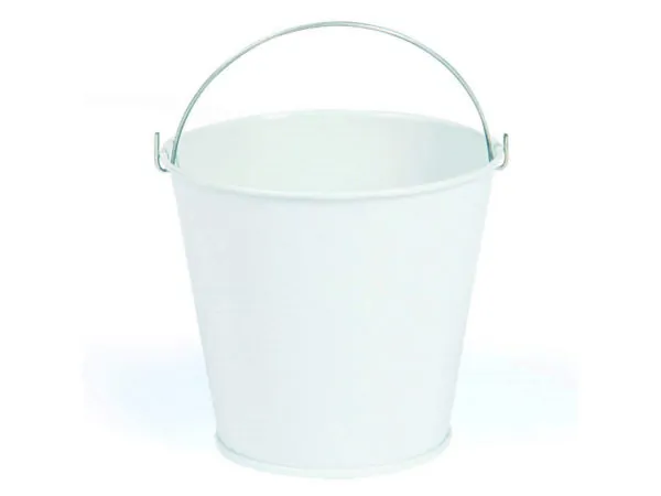 bulk buys FB786 - Small White Tin Pail with Handle - Versatile Storage Solutio