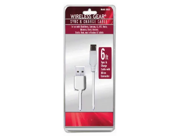 bulk buys EC507 - 6 Ft White Micro USB Cable for Fast Charging & Syncing