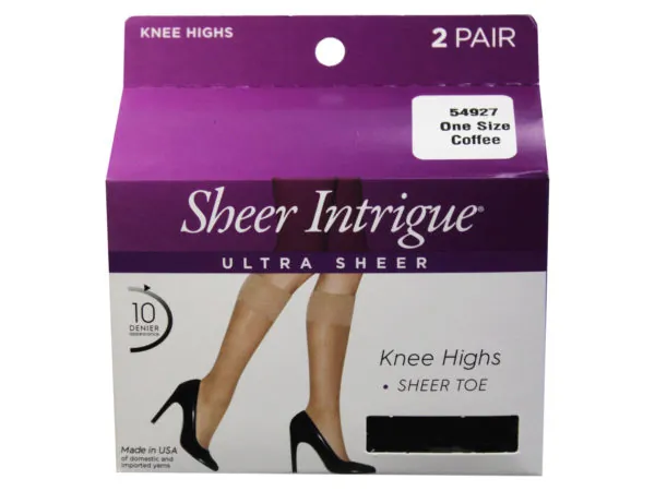 Bulk Buys GW812 — Coffee Brown Ultra Sheer Knee High Pantyhose - 2 Pack