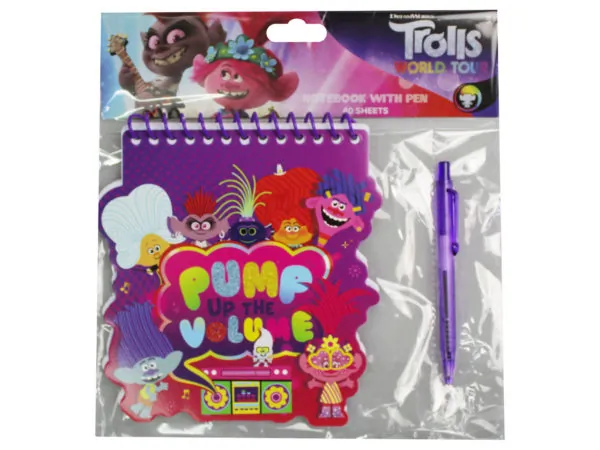 bulk buys GW859 - Trolls World Tour Notebook & Pen Set - Fun & Colorful