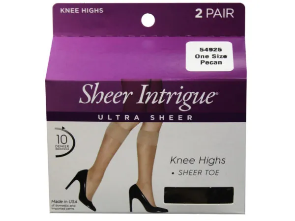 Bulk Buys GW813 — Ultra Sheer Pecan Knee Highs - 2 Pack