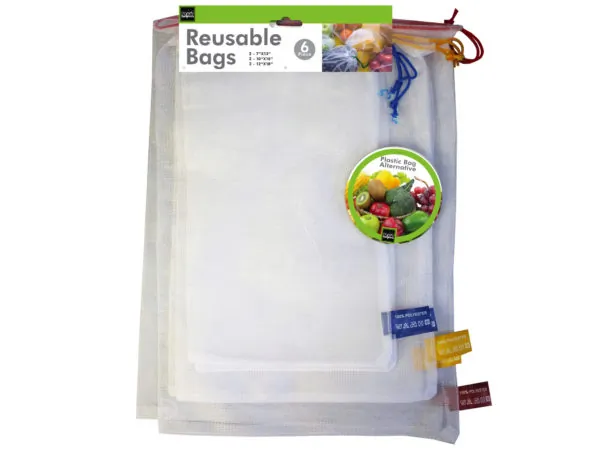 Bulk Buys GE486 — Eco-Friendly 6 Pack Reusable Grocery Bags