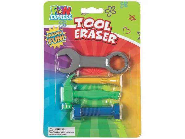 bulk buys KA830 - Creative Tool Shaped Erasers for Kids - 4 Pack Set