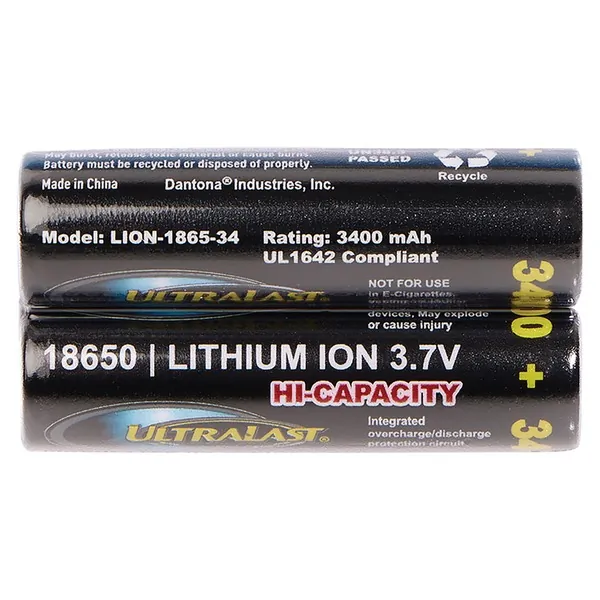 ULTRALAST DOTUL1865342P — 2PK 18650-34 RTL CRD Batteries