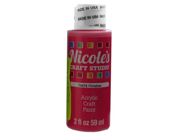 bulk buys CH783 - Nicoles 2 Oz Acrylic Craft Paint - Flirtation Pink