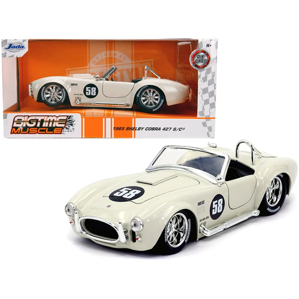 Jada Toys 31864 — 1965 Shelby Cobra 427 S/C #58 Cream Bigtime Muscle Diecast
