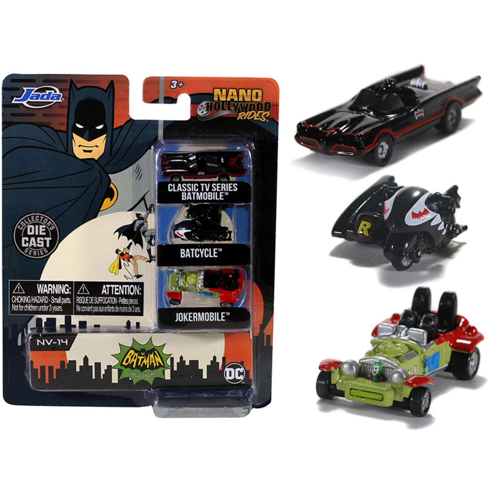 Jada Toys 31988 - Batman (1966-1968) Classic TV Series 3 piece Set Nano Hollyw