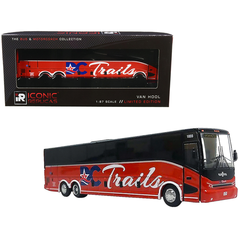 Iconic Replicas 87-0225 - Van Hool CX-45 Bus DC Trails (Washington D.C.) Red and Black