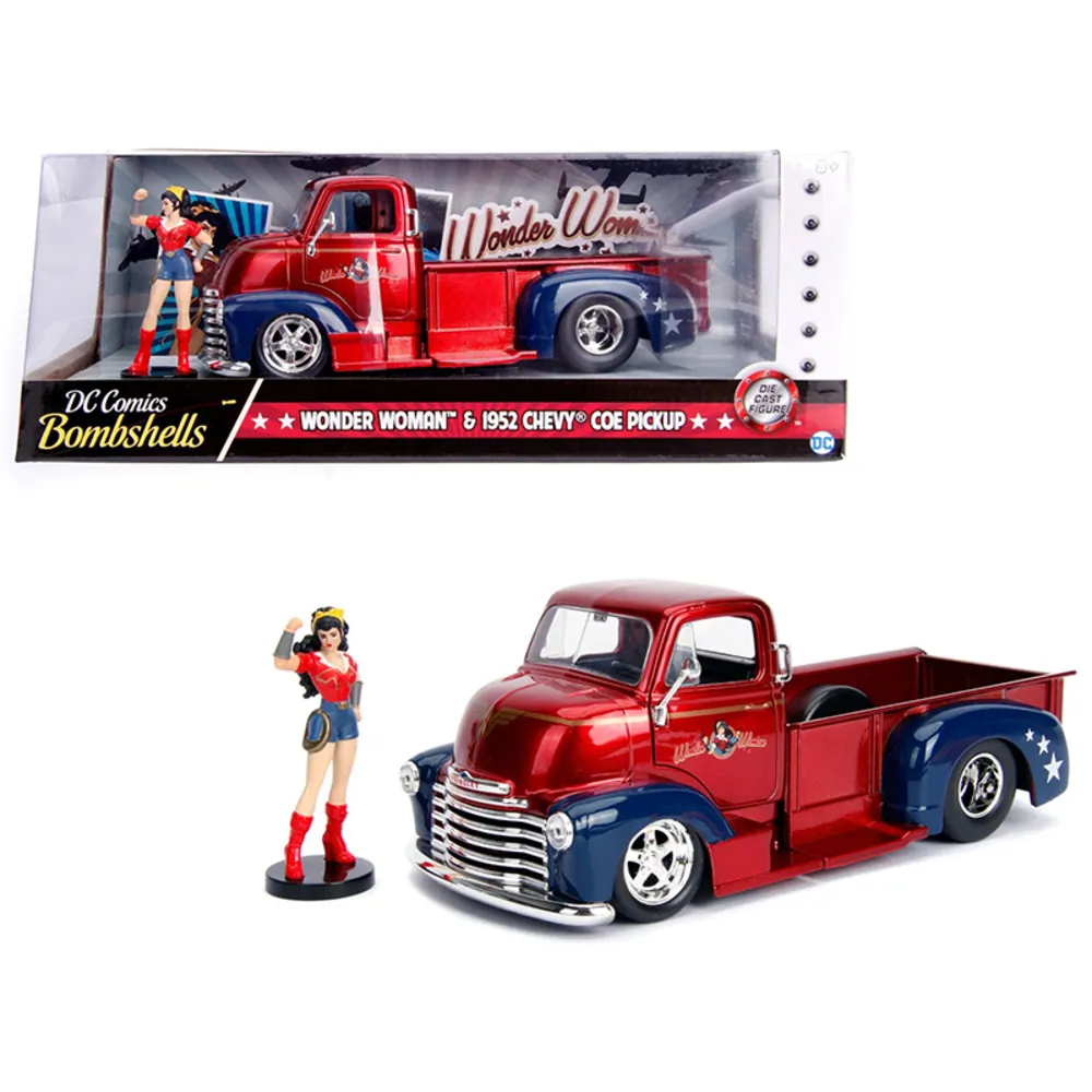 Jada Toys 30453 — 1952 Chevy COE Pickup Truck with Wonder Woman Figure - 1/24 Scale