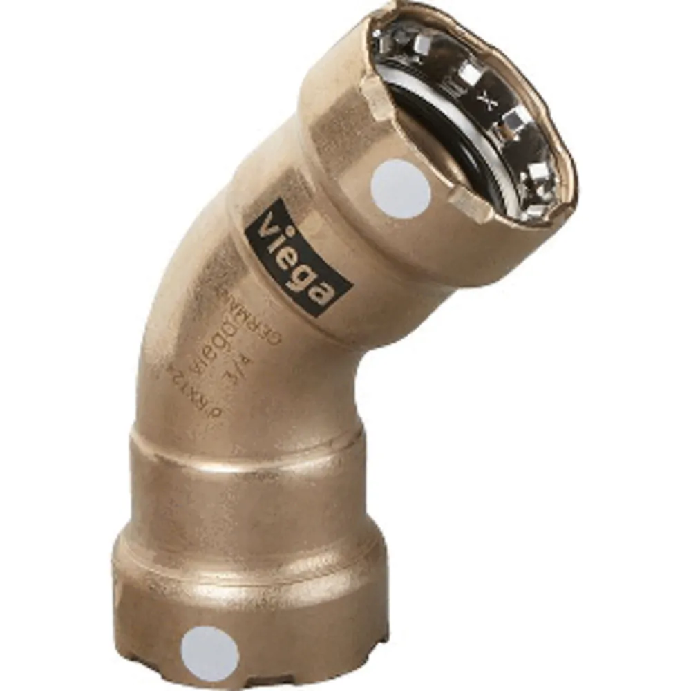 Viega 88095 — Viega MegaPress 3/4" 45° Copper Nickel Elbow - Double Press Connection - Smart Connect Technology