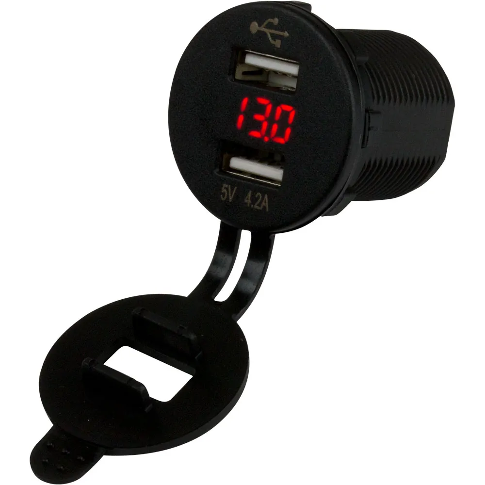 SeaDog 426517-1 — Sea-Dog Dual USB Charger with Voltmeter and Hidden Display