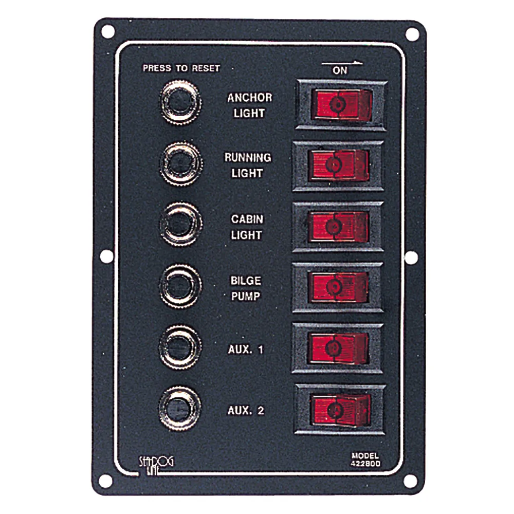 SeaDog 422800-1 — Sea-Dog 6-Circuit Anodized Aluminum Breaker Panel