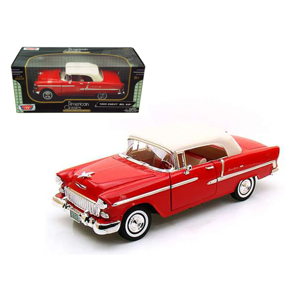 Motormax 73184TC-Y — 1955 Chevrolet Bel Air Convertible Yellow 1/18 Diecast Model