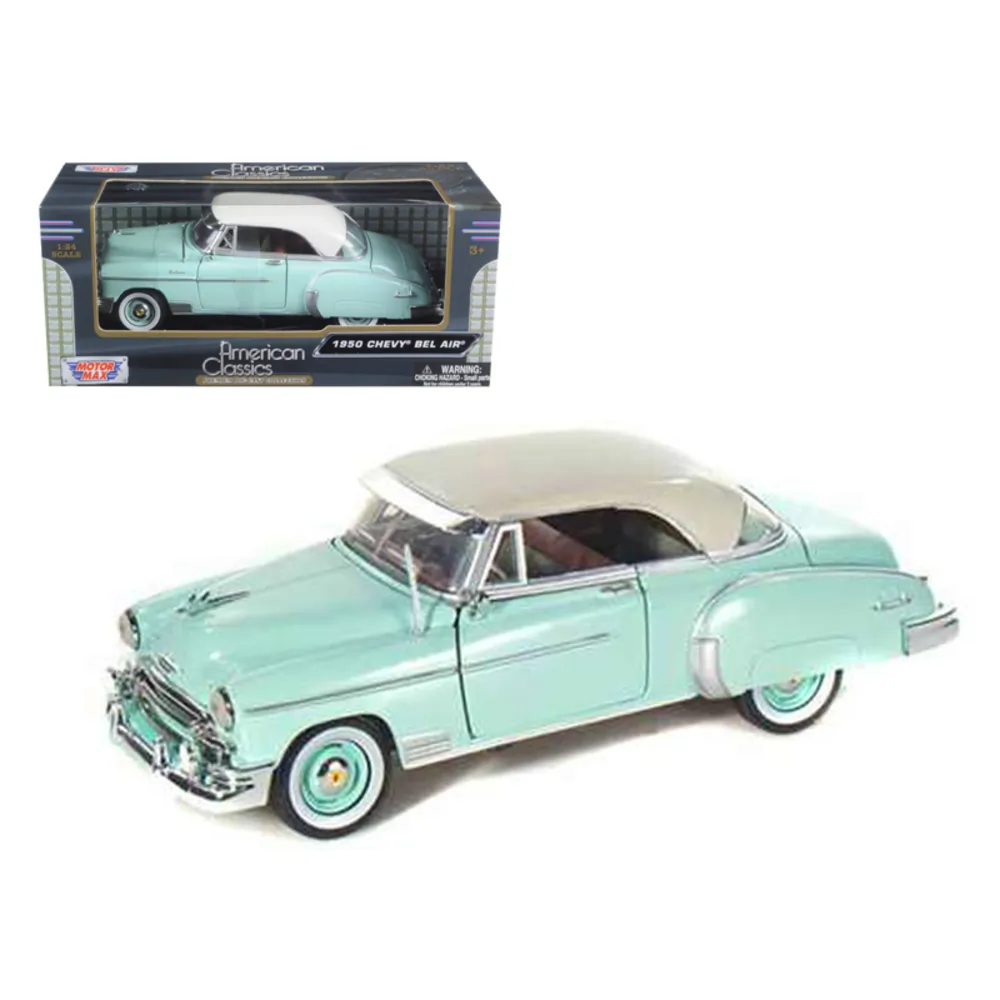 Motormax 73268grn — 1950 Chevrolet Bel Air Green/Cream 1/24 Diecast Model Car