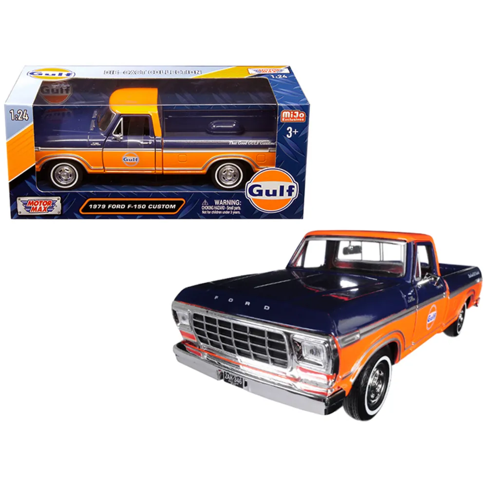 Motormax 79652 — 1979 Ford F-150 Custom Pickup Truck Diecast Model Gulf Colors