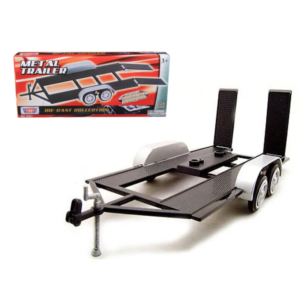 Motormax 76001 — 1/24 Scale Black Tandem Car Trailer Diecast Model by Motormax