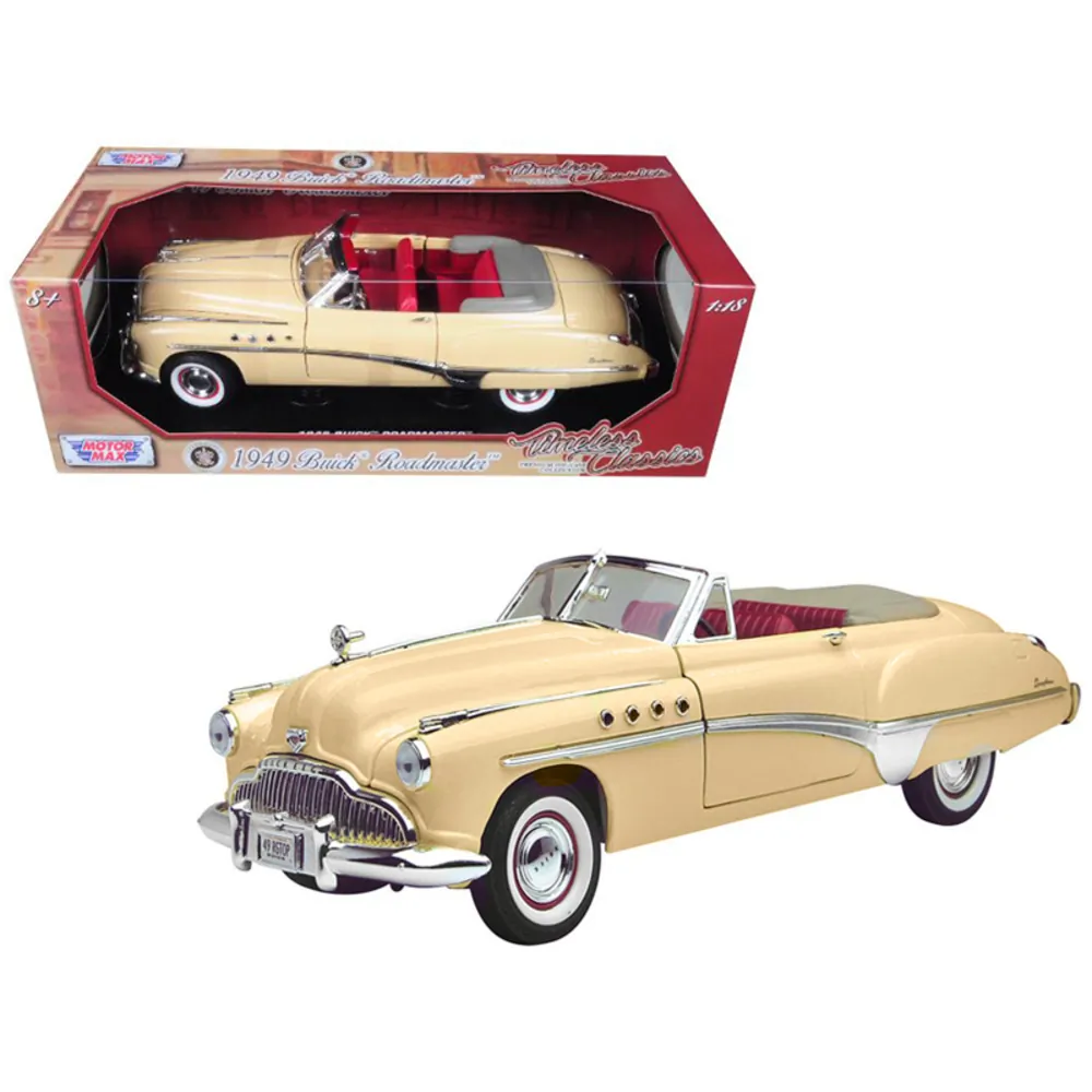 Motormax 73116cr — 1949 Buick Roadmaster Diecast Model Car - Cream/Red 1:18 Scale