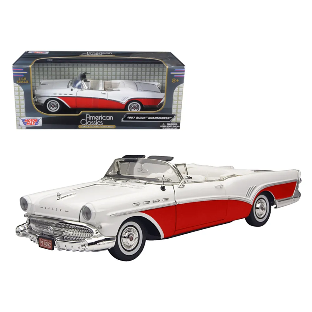 Motormax 73152r — 1957 Buick Roadmaster Convertible Diecast Model Red 1/18 Scale