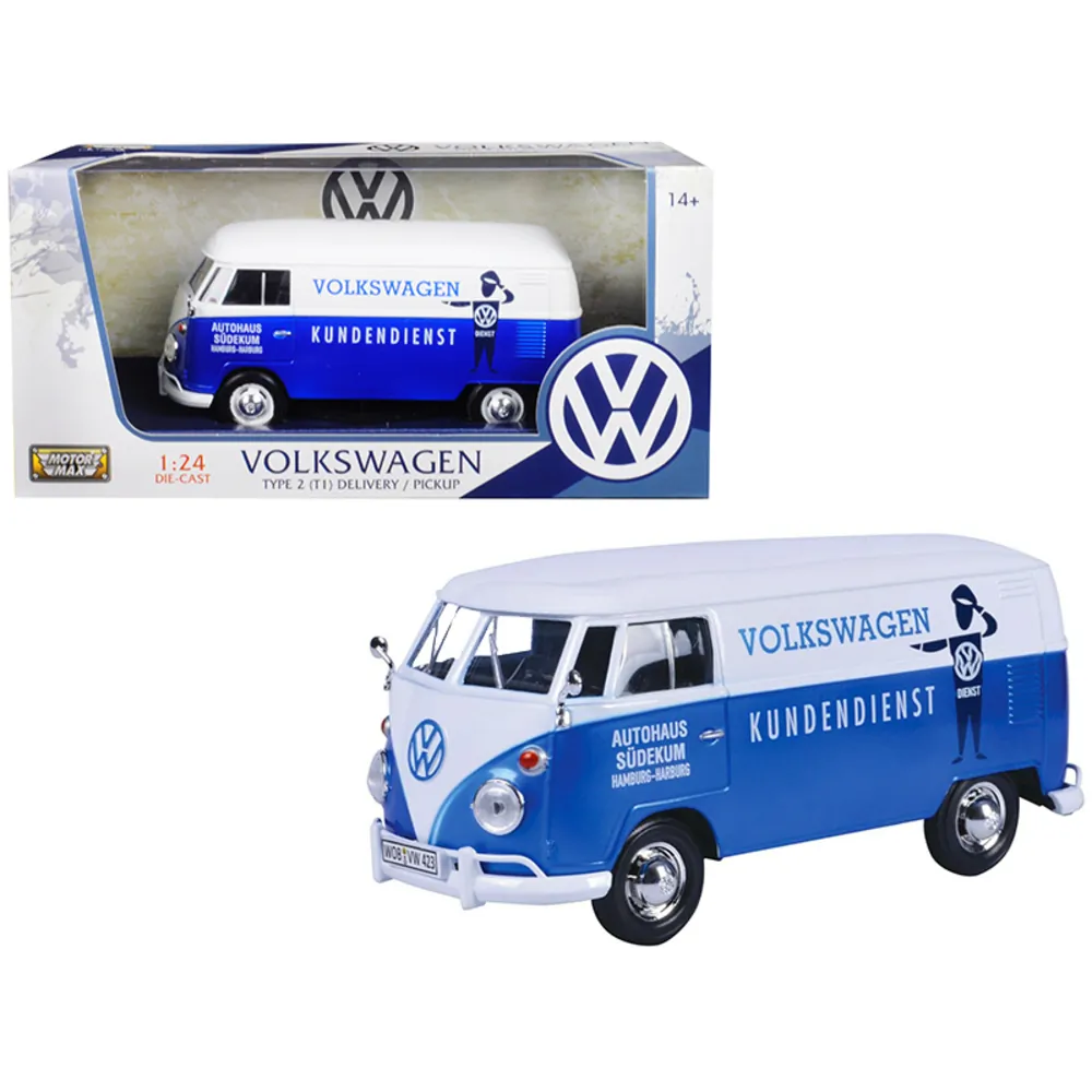 Motormax 79573 — Volkswagen Type 2 T1 Delivery Van - Candy Blue & White 1:24