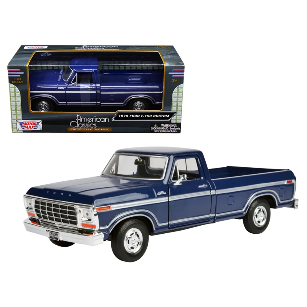 Motormax 79346drkbl — 1979 Ford F-150 Dark Blue Diecast 1/24 Model by Motormax