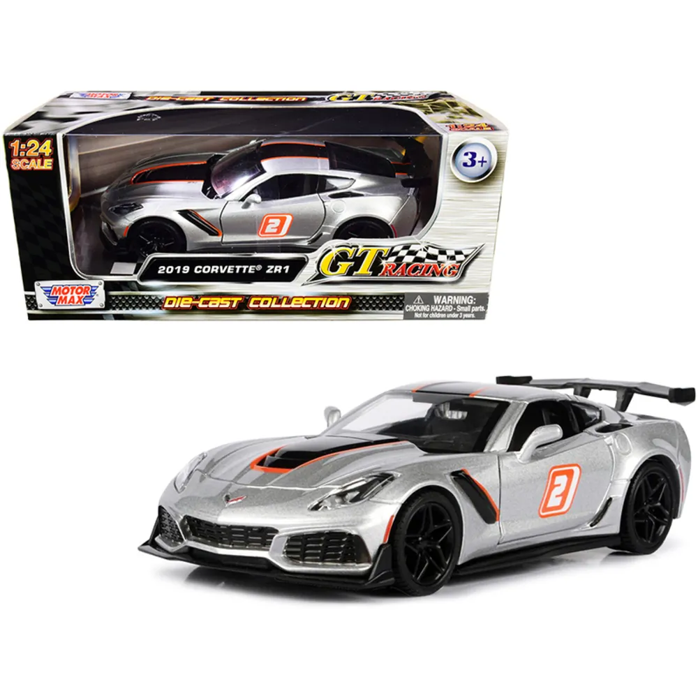 Motormax 73785s — 2019 Chevrolet Corvette ZR1 Silver #2 Diecast Model Car 1/24